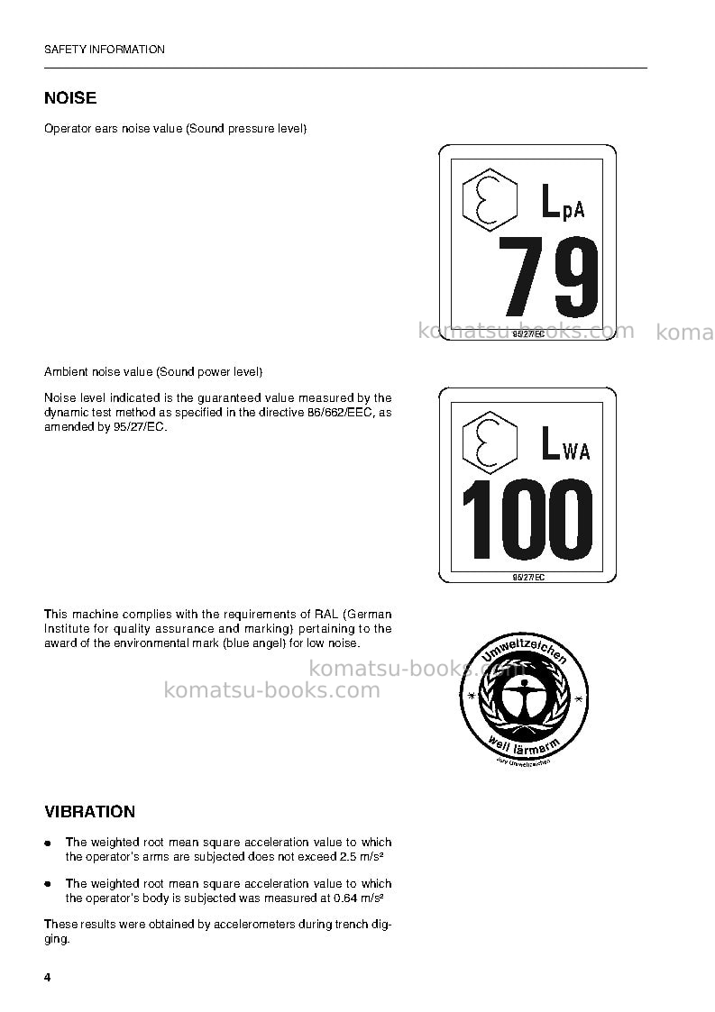 Komatsu pw170es-6gbr-k Operation manual cover Page 6