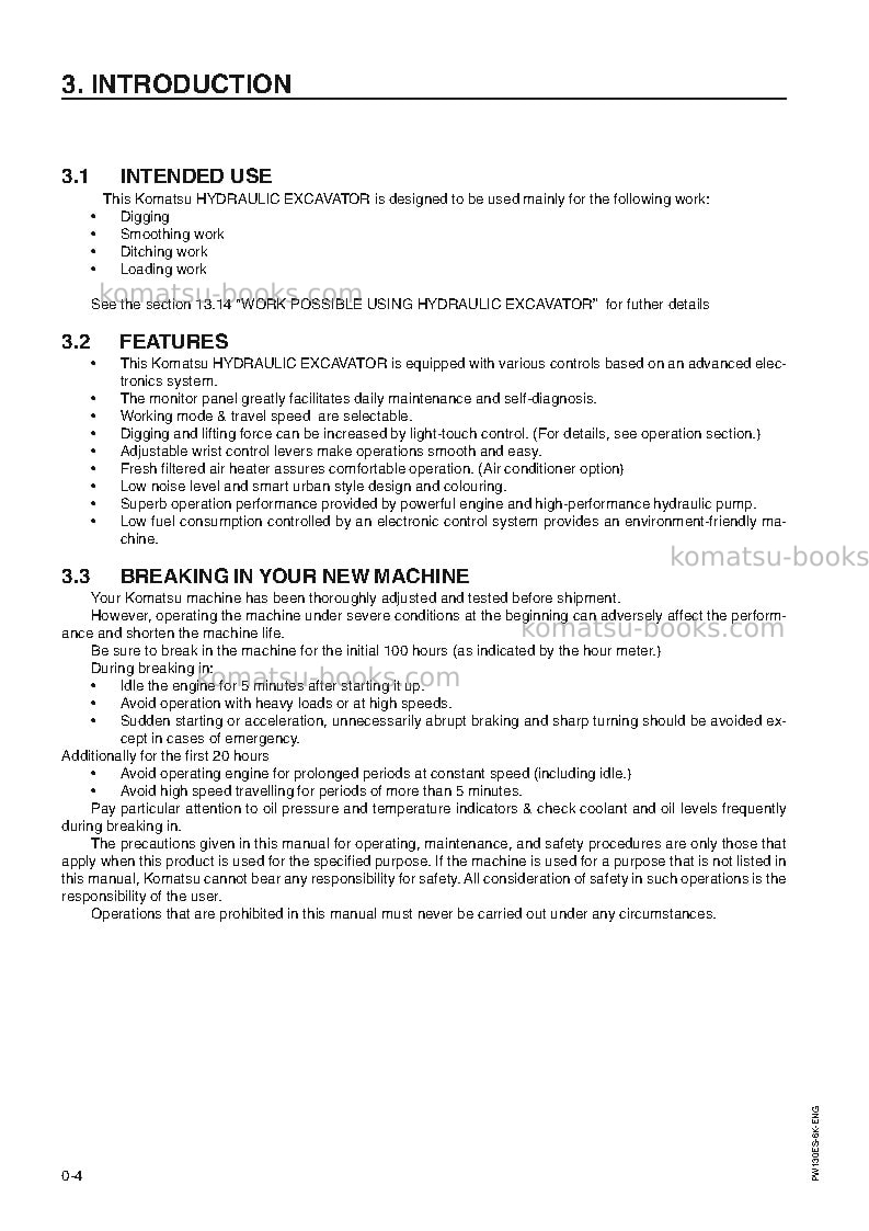 Komatsu pw130es-6gbr-k Operation manual cover Page 6