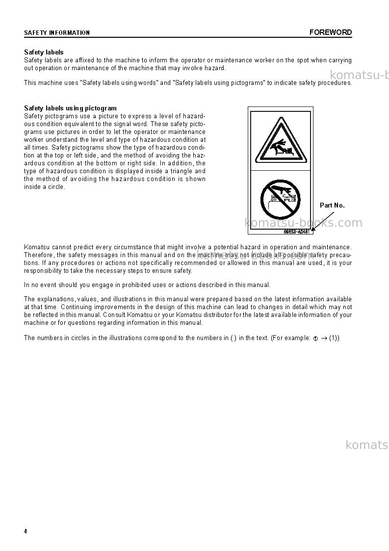Komatsu pc210-7gbr-k Operation manual cover Page 6 Komatsu pc210-7gbr-k Operation manual cover Page 6