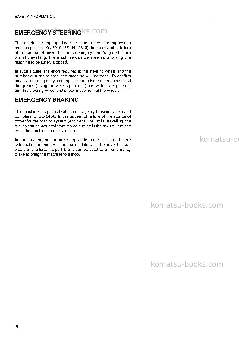 Komatsu pw200-7gbr-k Operation manual cover Page 6