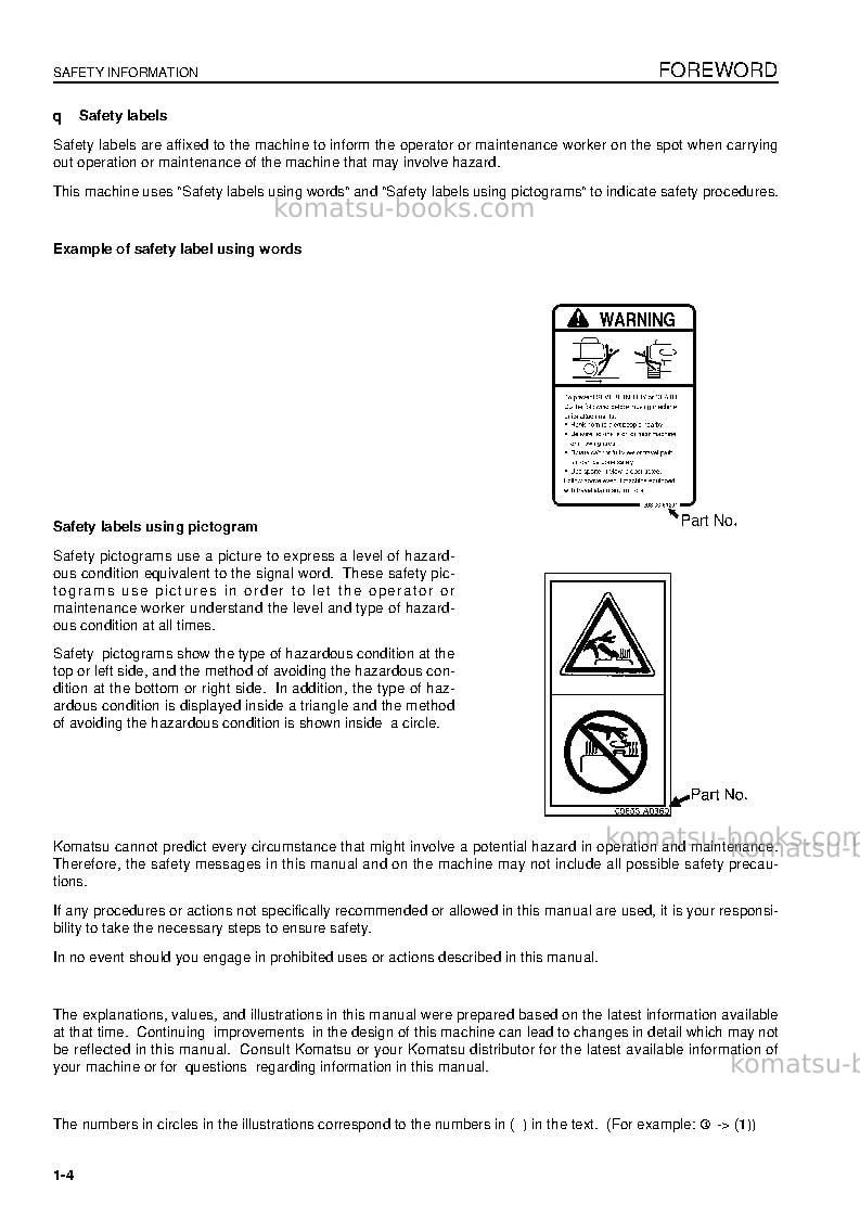 Komatsu pc130-7gbr-k Operation manual cover Page 6 Komatsu pc130-7gbr-k Operation manual cover Page 6