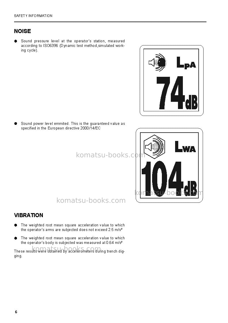 Komatsu pw200-7gbr-usa Operation manual cover Page 6 Komatsu pw200-7gbr-usa Operation manual cover Page 6