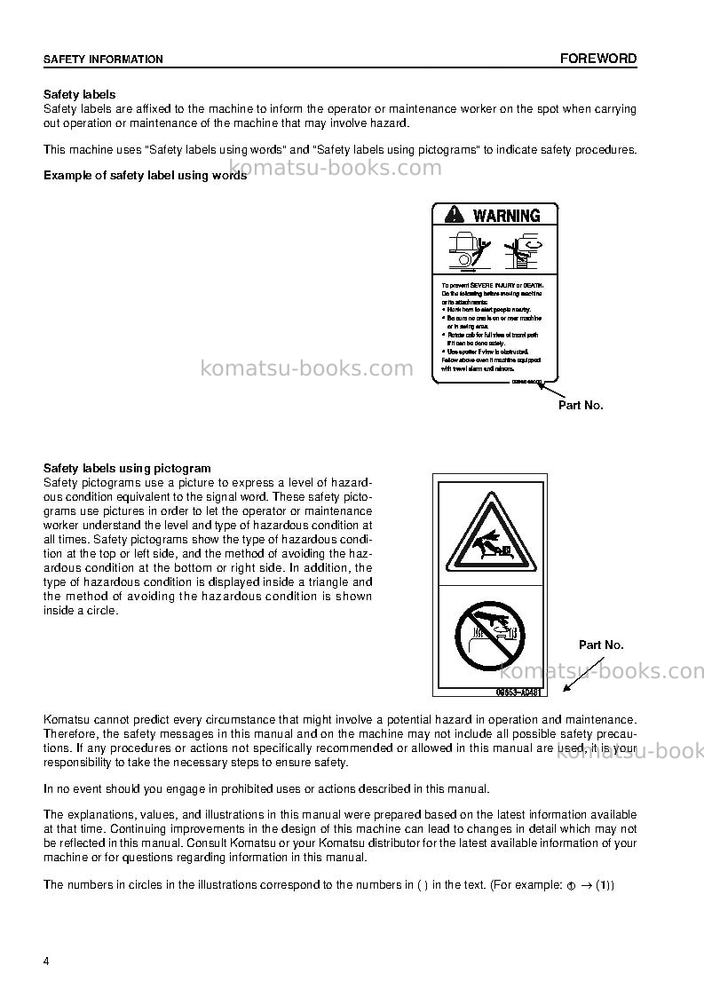 Komatsu pc210nlc-7gbr-k Operation manual cover Page 6 Komatsu pc210nlc-7gbr-k Operation manual cover Page 6