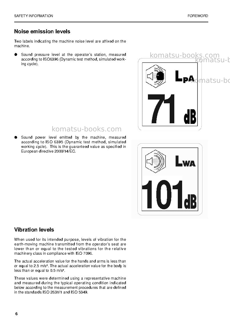 Komatsu pw130-7gbr-k Operation manual cover Page 6 Komatsu pw130-7gbr-k Operation manual cover Page 6
