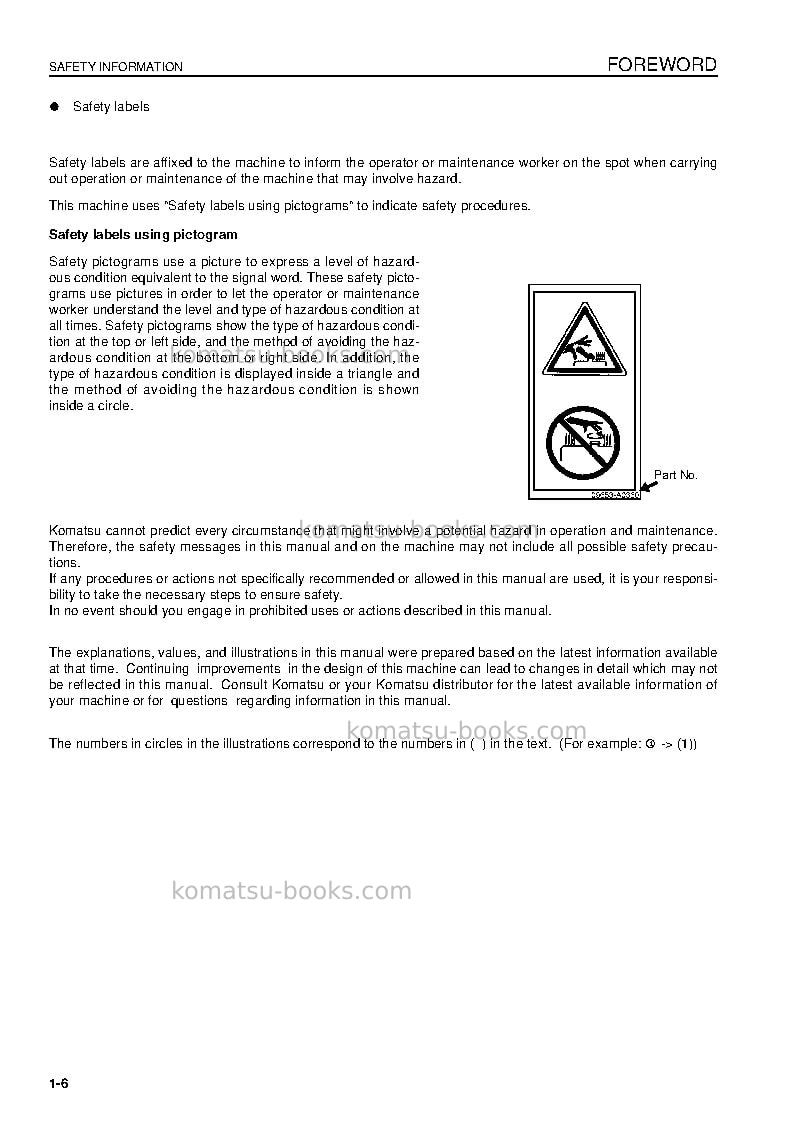 Komatsu pc210nlc-8gbr Operation manual cover Page 6 Komatsu pc210nlc-8gbr Operation manual cover Page 6