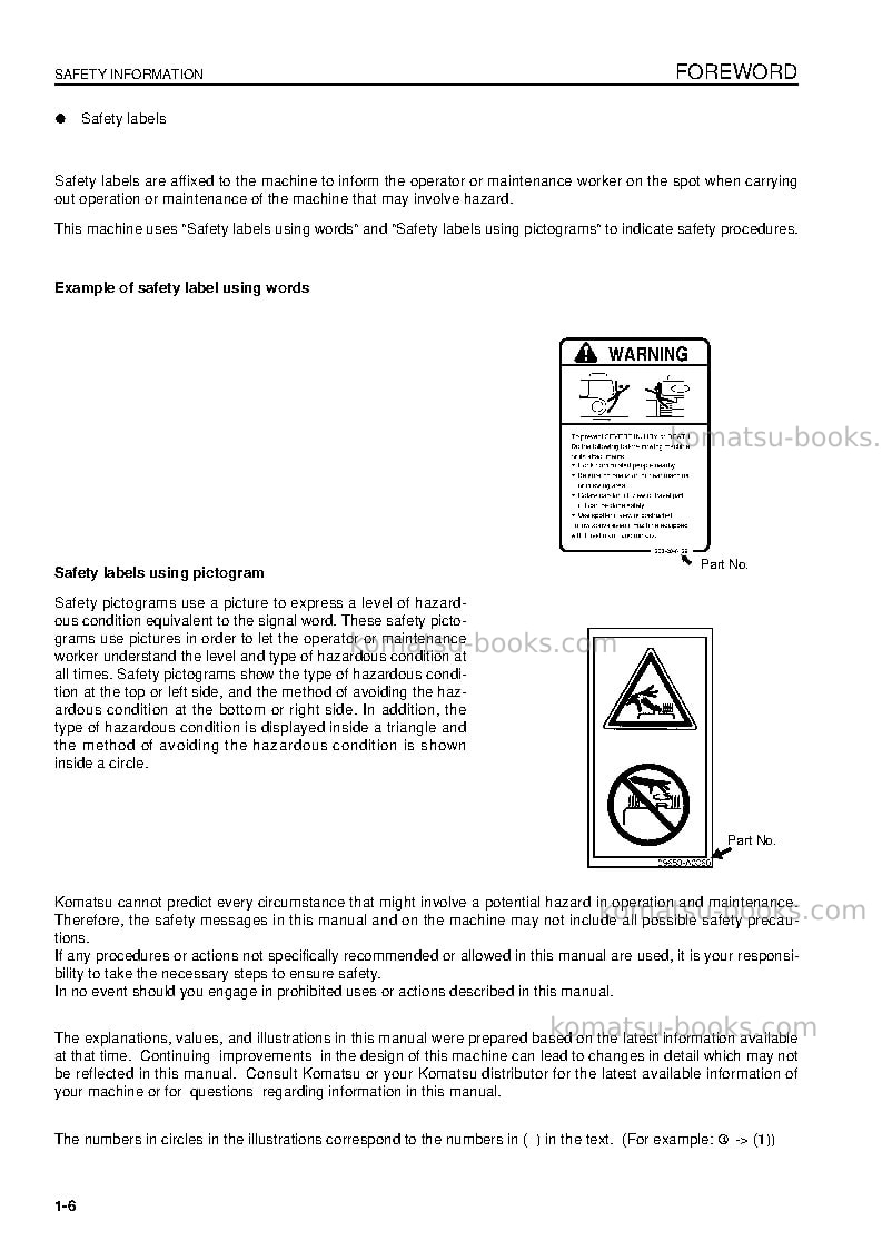 Komatsu pc290nlc-8gbr Operation manual cover Page 6 Komatsu pc290nlc-8gbr Operation manual cover Page 6