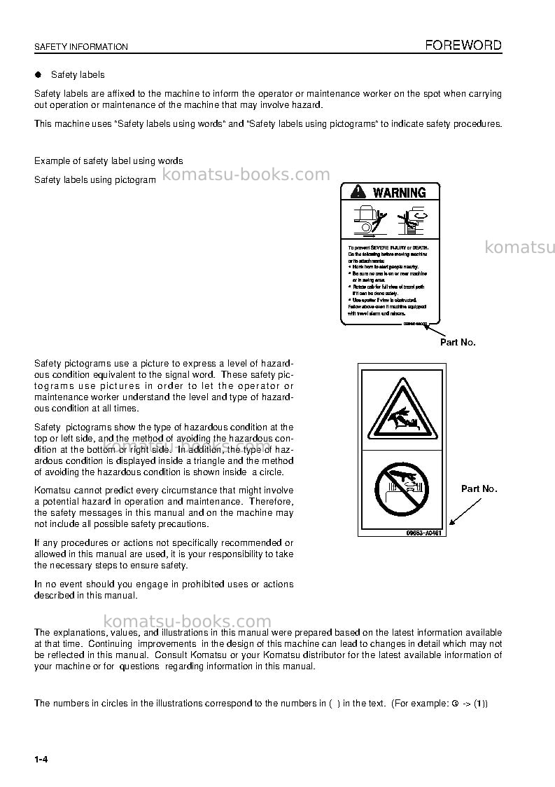 Komatsu pc450-7gbr-tier 3 Operation manual cover Page 6 Komatsu pc450-7gbr-tier 3 Operation manual cover Page 6