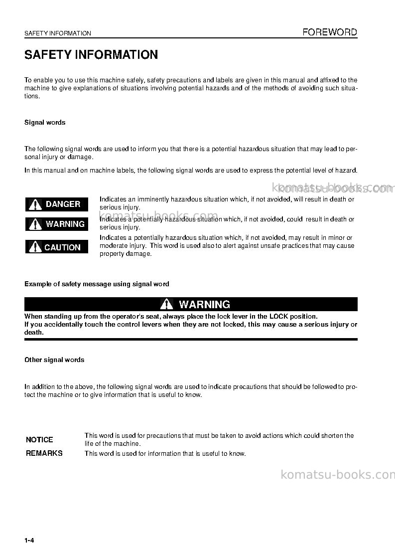 Komatsu pc160lc-7gbr-tier 3 Operation manual cover Page 6