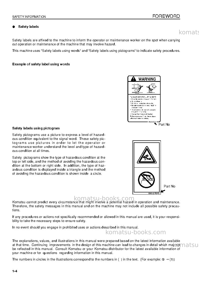 Komatsu pc450-8gbr Operation manual cover Page 6 Komatsu pc450-8gbr Operation manual cover Page 6