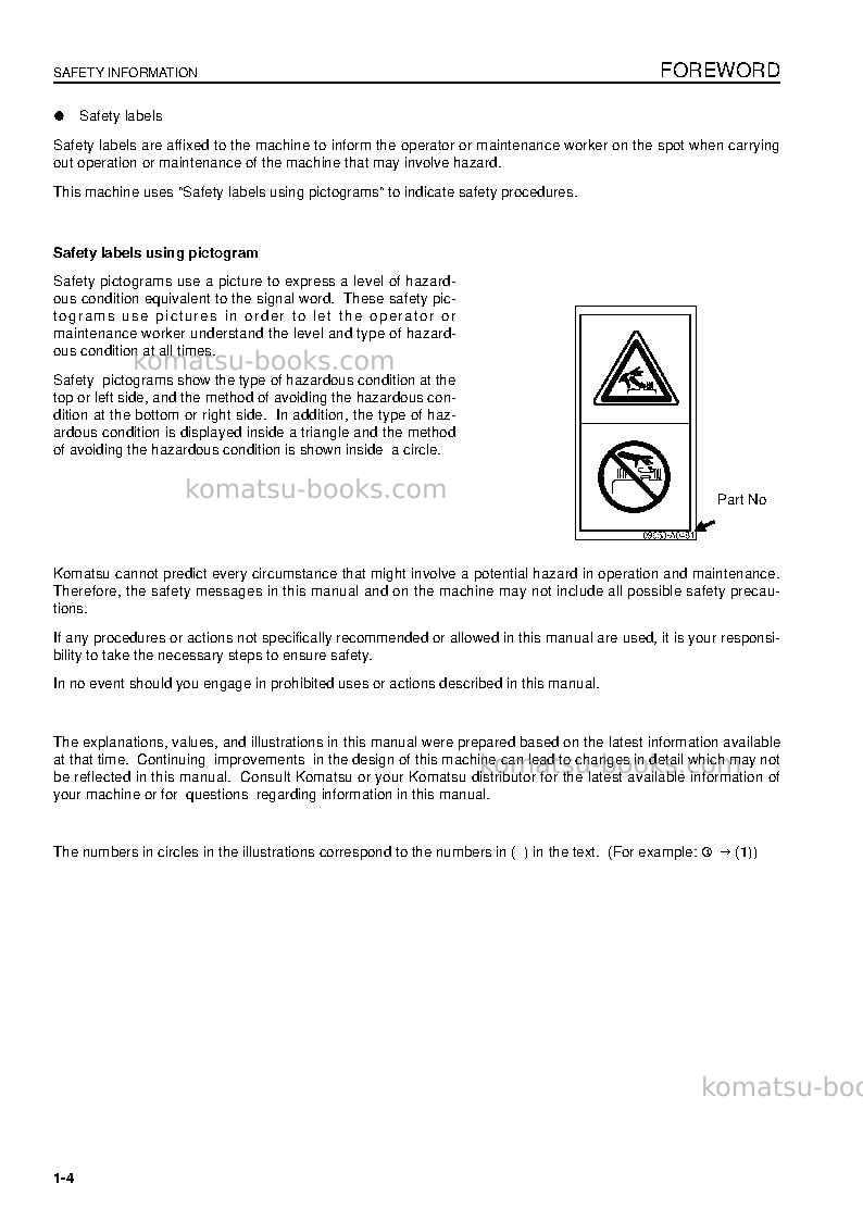 Komatsu pc130-8gbr Operation manual cover Page 6 Komatsu pc130-8gbr Operation manual cover Page 6