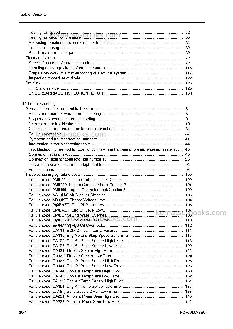 Komatsu pc700lc-8gbr-e0 Repair & maintenance cover Page 6 Komatsu pc700lc-8gbr-e0 Repair & maintenance cover Page 6