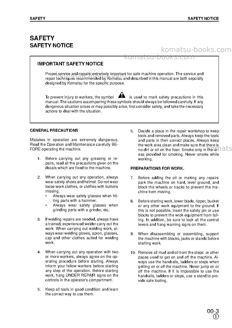 Komatsu pw170es-6gbr-k Repair & maintenance cover Page 6 Komatsu pw170es-6gbr-k Repair & maintenance cover Page 6