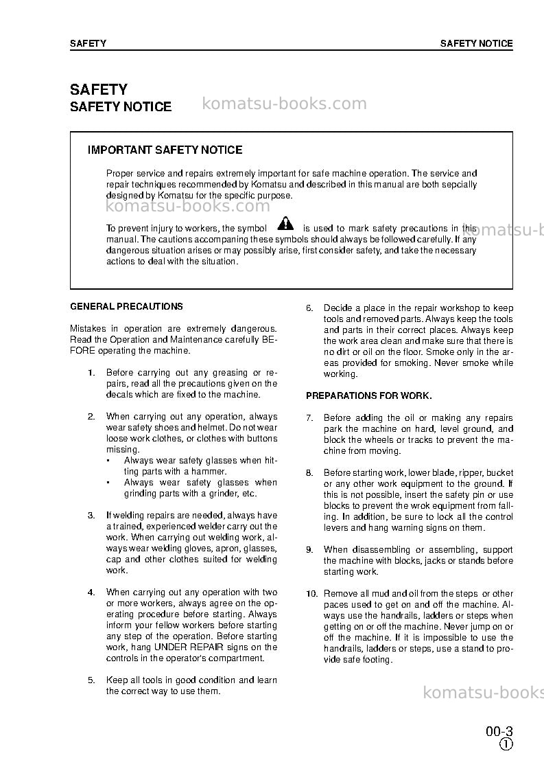 Komatsu pc200el-6gbr-k Repair & maintenance cover Page 6