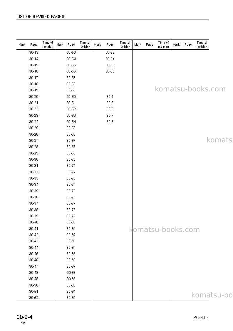 Komatsu pc340nlc-7gbr-k Repair & maintenance cover Page 6 Komatsu pc340nlc-7gbr-k Repair & maintenance cover Page 6