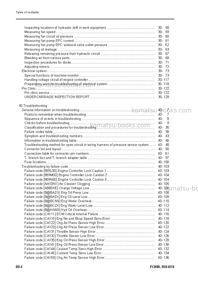 Komatsu pc800lc-8gbr-e0 Repair & maintenance cover Page 6 Komatsu pc800lc-8gbr-e0 Repair & maintenance cover Page 6