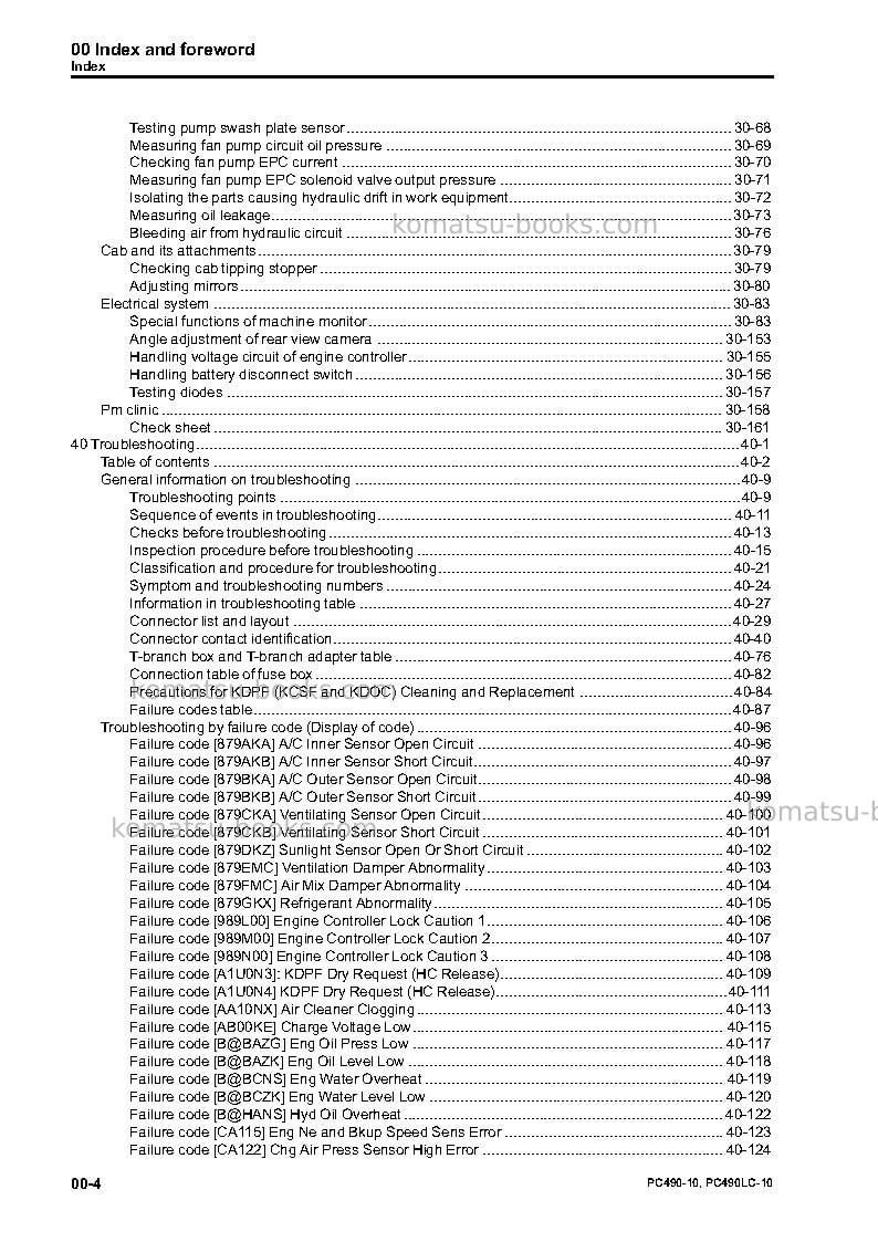 Komatsu pc490lc-10gbr Repair & maintenance cover Page 6 Komatsu pc490lc-10gbr Repair & maintenance cover Page 6