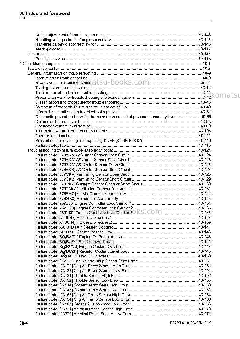 Komatsu pc290lc-10gbr Repair & maintenance cover Page 6 Komatsu pc290lc-10gbr Repair & maintenance cover Page 6