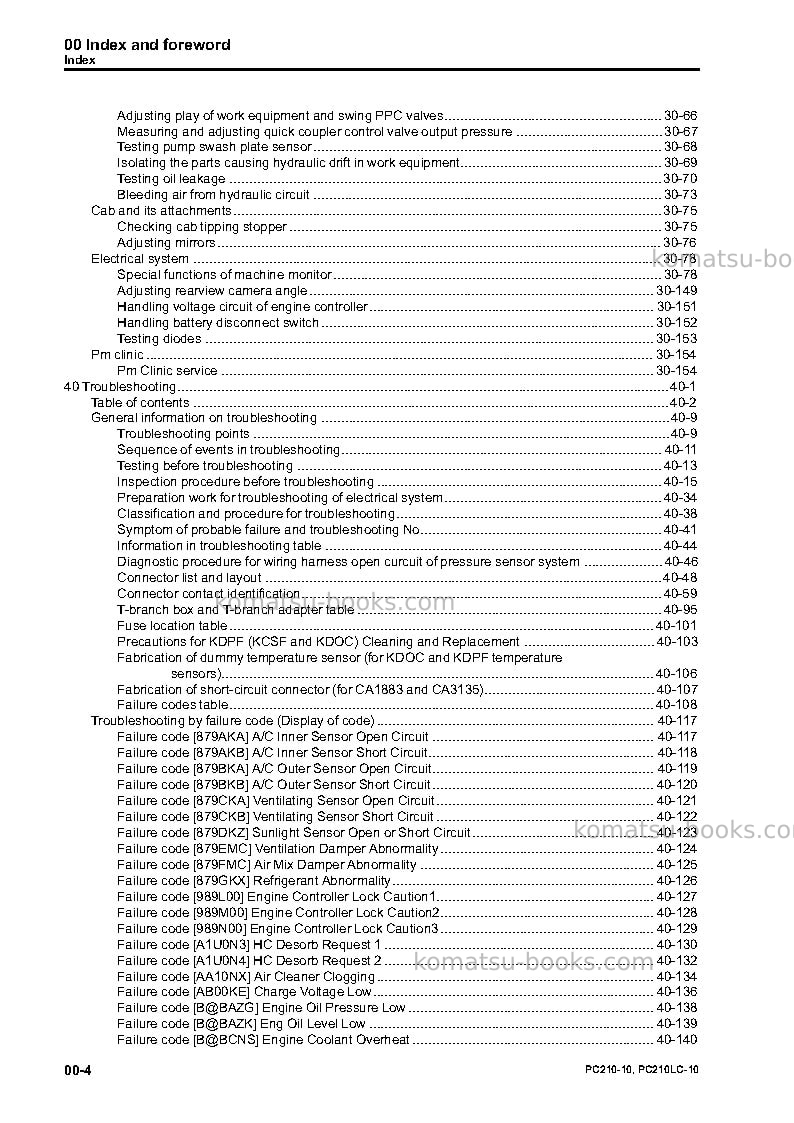 Komatsu pc210-10gbr Repair & maintenance cover Page 6 Komatsu pc210-10gbr Repair & maintenance cover Page 6
