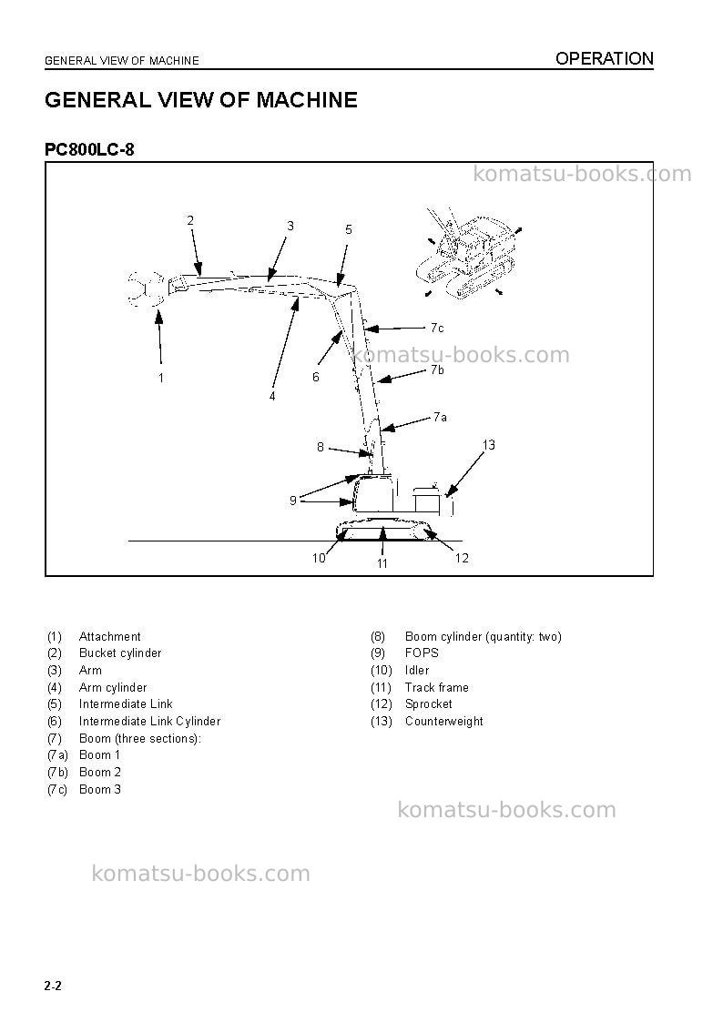 Komatsu pc800lc-8gbr-high reach demolition Operation manual cover Page 6