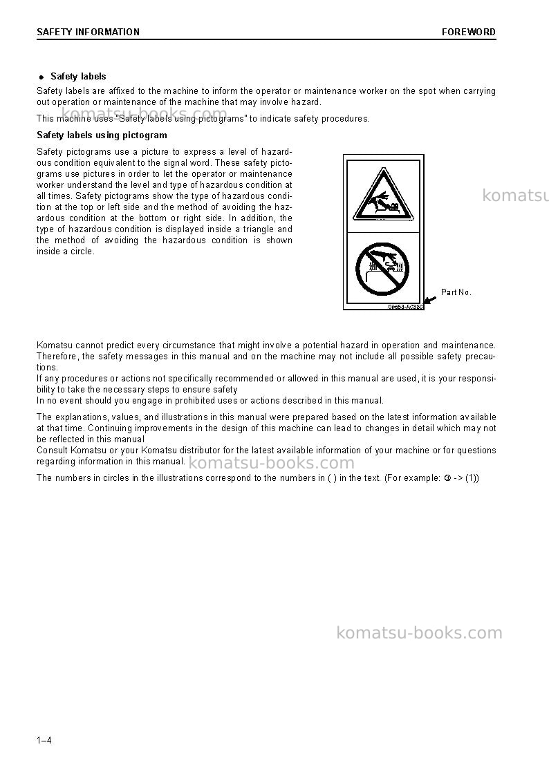 Komatsu pc290nlc-10gbr Operation manual cover Page 6 Komatsu pc290nlc-10gbr Operation manual cover Page 6