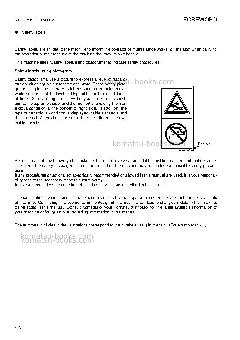 Komatsu pc210-8gbr Operation manual cover Page 6 Komatsu pc210-8gbr Operation manual cover Page 6