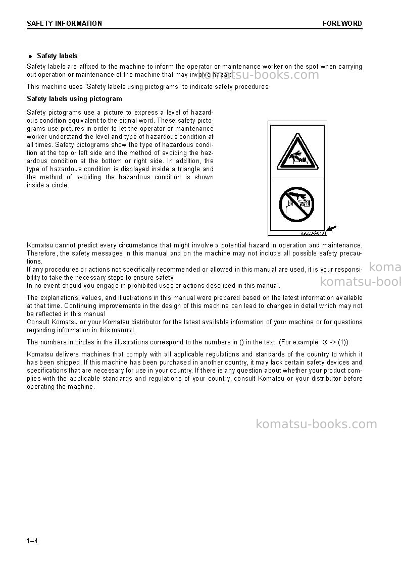 Komatsu pc228uslc-10gbr Operation manual cover Page 6 Komatsu pc228uslc-10gbr Operation manual cover Page 6