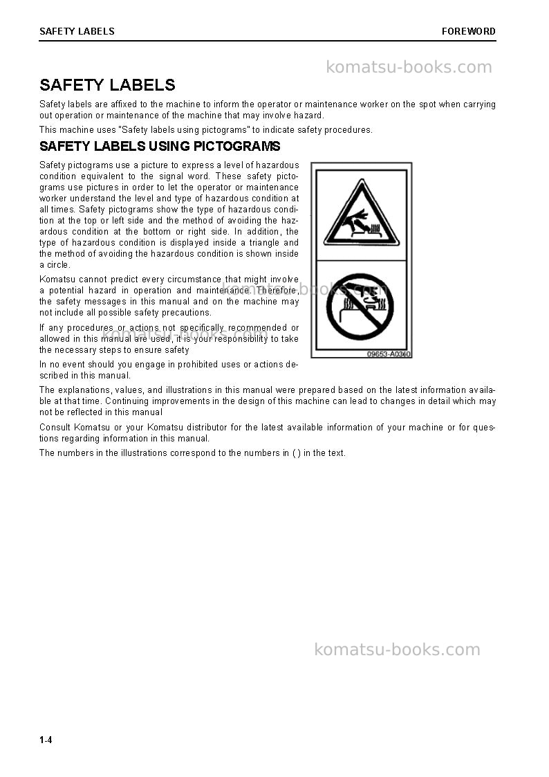 Komatsu pc290lc-11gbr Operation manual cover Page 6 Komatsu pc290lc-11gbr Operation manual cover Page 6