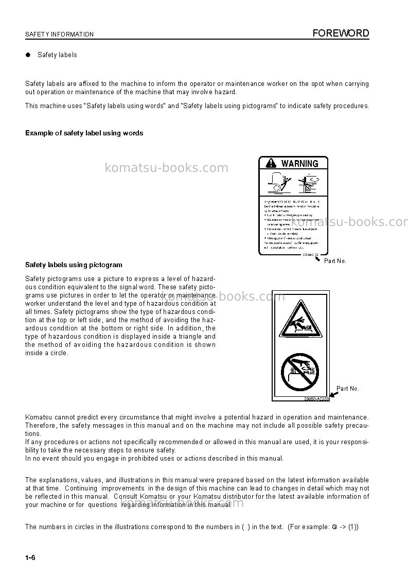 Komatsu pc210nlc-8gbr Operation manual cover Page 6 Komatsu pc210nlc-8gbr Operation manual cover Page 6