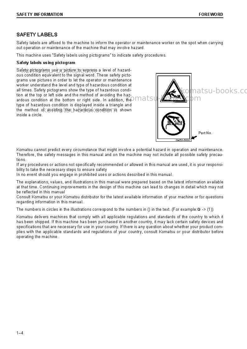 Komatsu pc210lc-10gbr Operation manual cover Page 6 Komatsu pc210lc-10gbr Operation manual cover Page 6