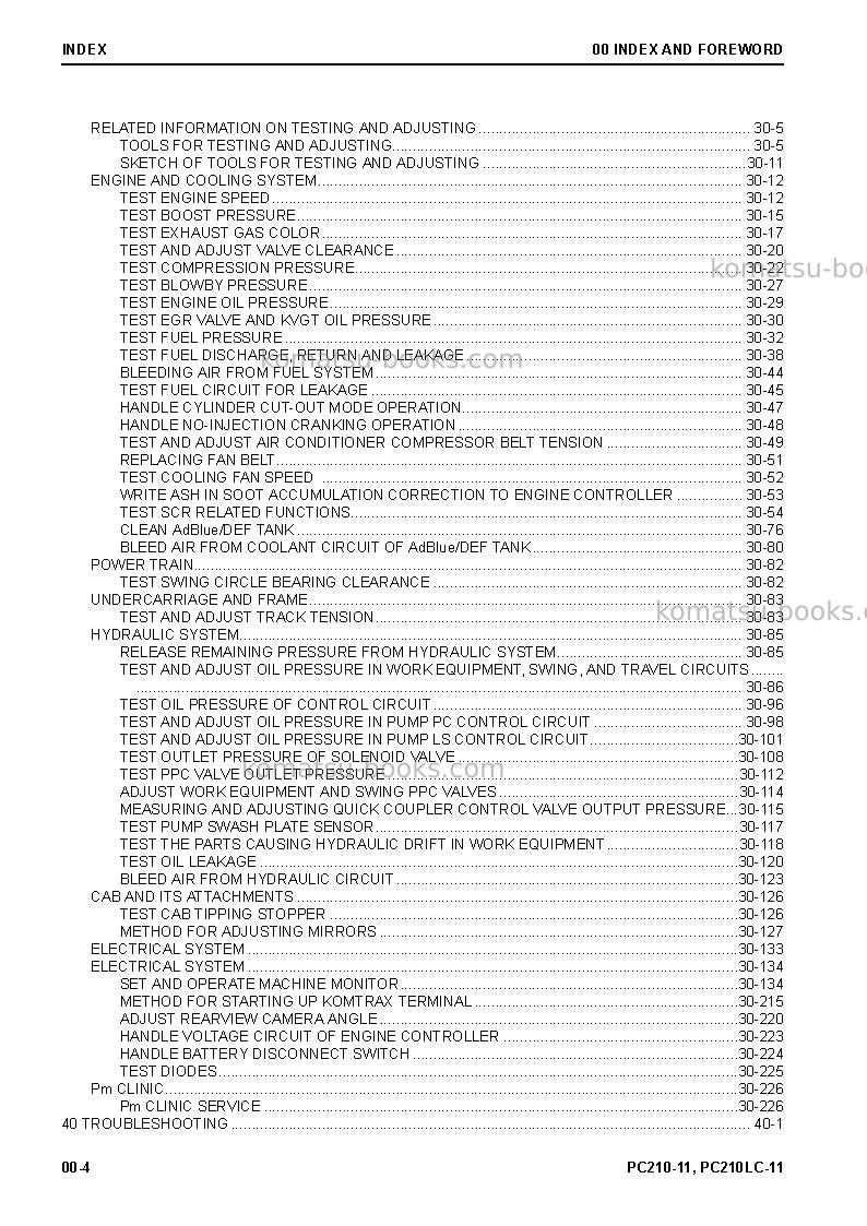 Komatsu pc210-11gbr Repair & maintenance cover Page 6 Komatsu pc210-11gbr Repair & maintenance cover Page 6