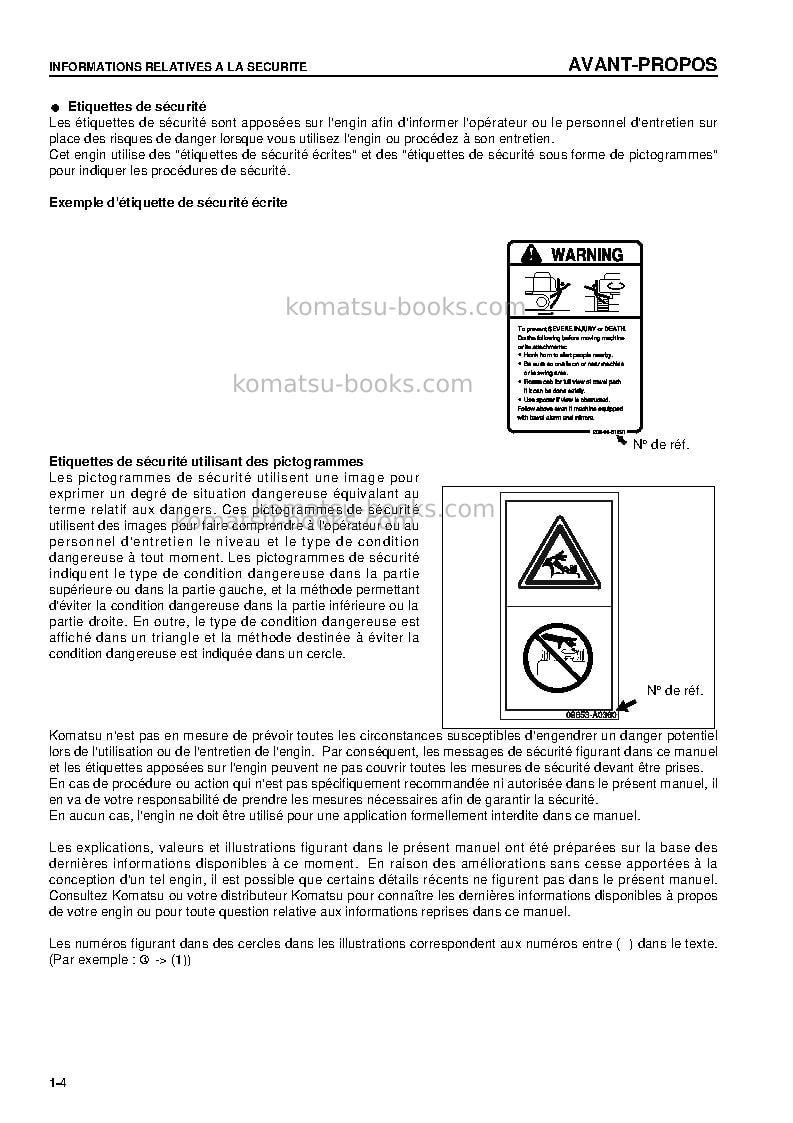 Komatsu pc160lc-7gbr-k Manuel d'utilisation couverture Page 6