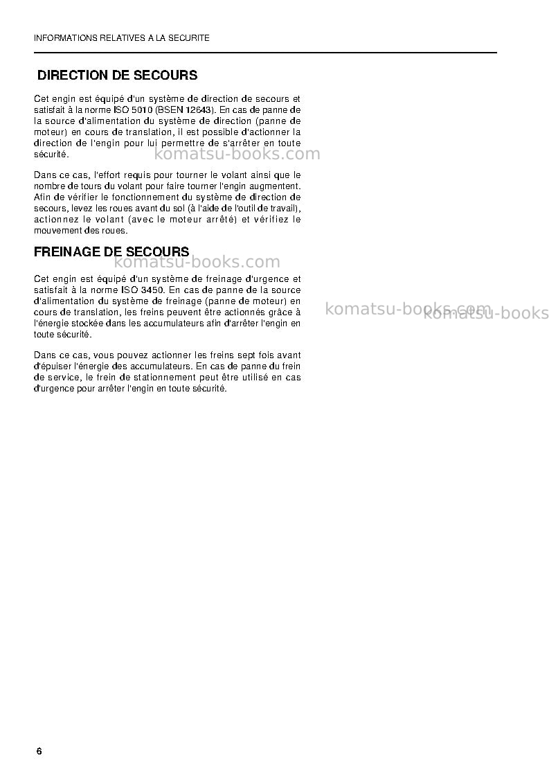 Komatsu pw220-7gbr-k Manuel d'utilisation couverture Page 6 Komatsu pw220-7gbr-k Manuel d'utilisation couverture Page 6