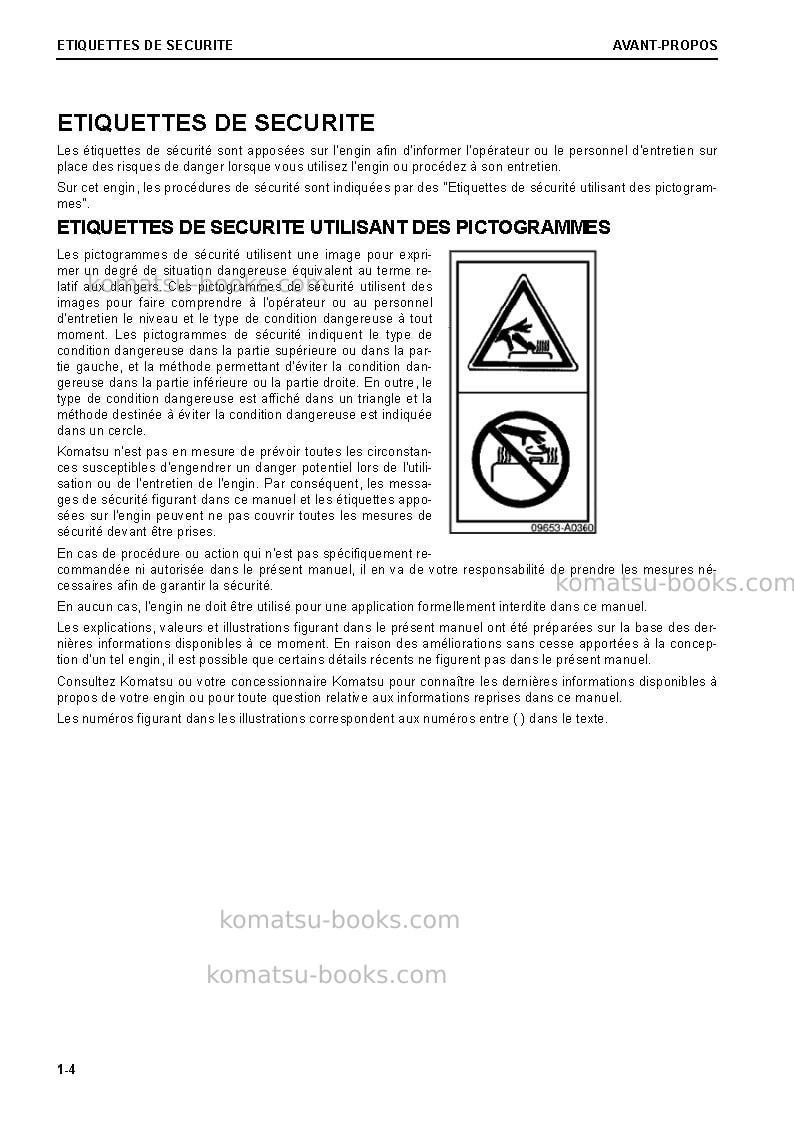 Komatsu pc210-11gbr Manuel d'utilisation couverture Page 6