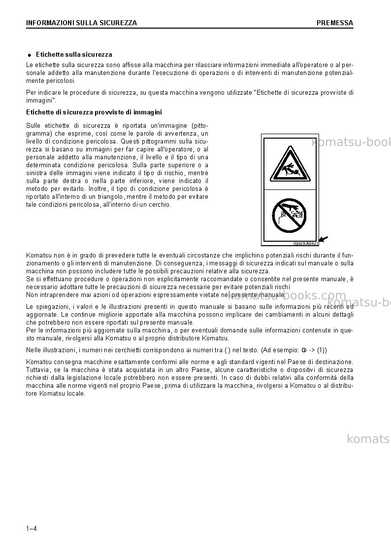 Komatsu pc228uslc-10gbr Manuale operativo copertina Pagina 6 Komatsu pc228uslc-10gbr Manuale operativo copertina Pagina 6