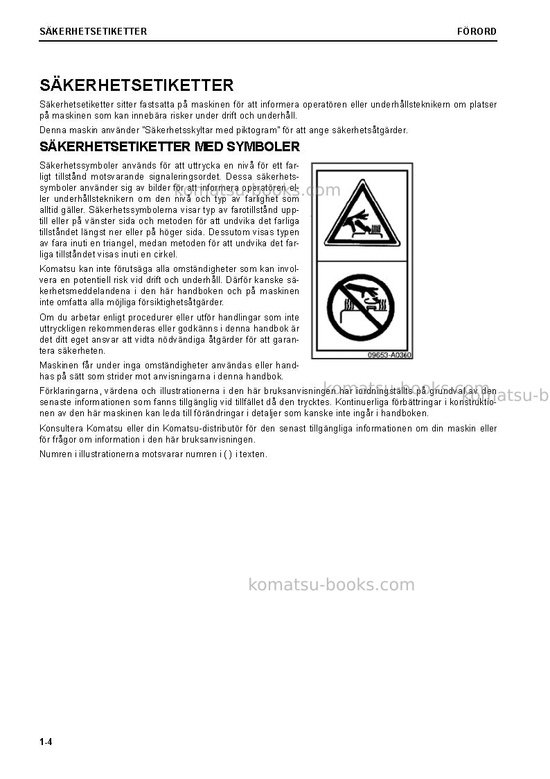 Komatsu pc290lc-11gbr Operation manual cover Page 6 Komatsu pc290lc-11gbr Operation manual cover Page 6