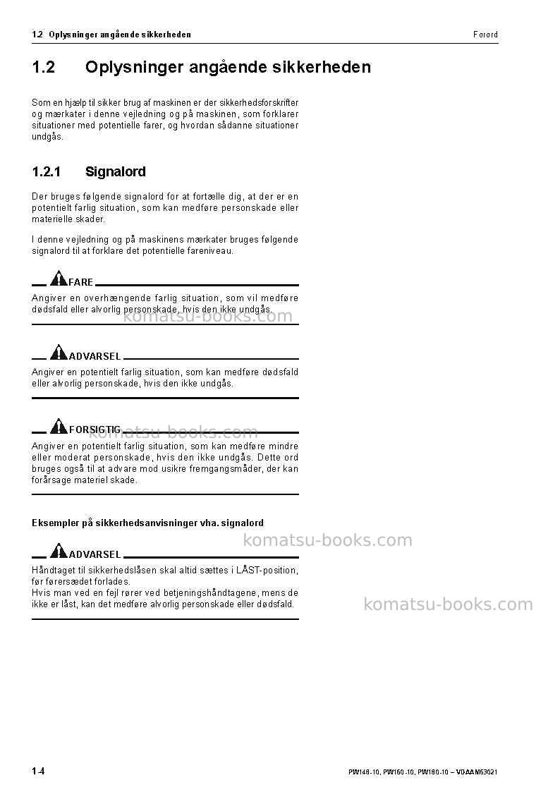 Komatsu pw160-10deu Operation manual cover Page 6 Komatsu pw160-10deu Operation manual cover Page 6