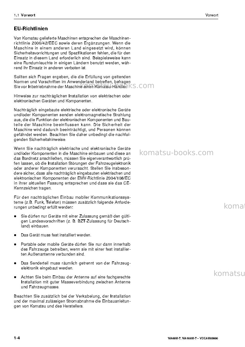 Komatsu wa80m-7deu Betriebsanleitung Titelseite Seite 6