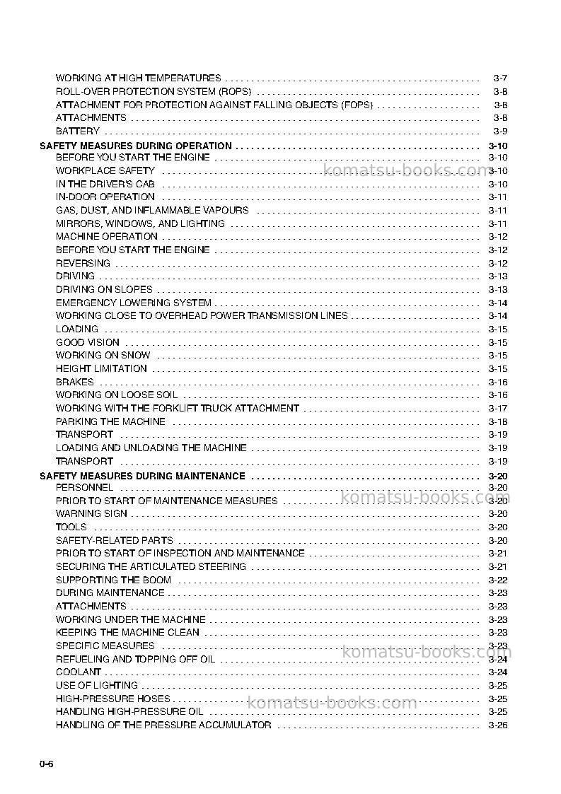 Komatsu wa65-3deu Operation manual cover Page 6 Komatsu wa65-3deu Operation manual cover Page 6