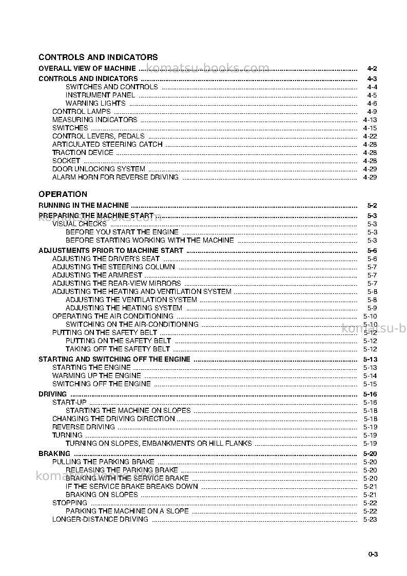 Komatsu wa65-3deu Operation manual cover Page 6 Komatsu wa65-3deu Operation manual cover Page 6