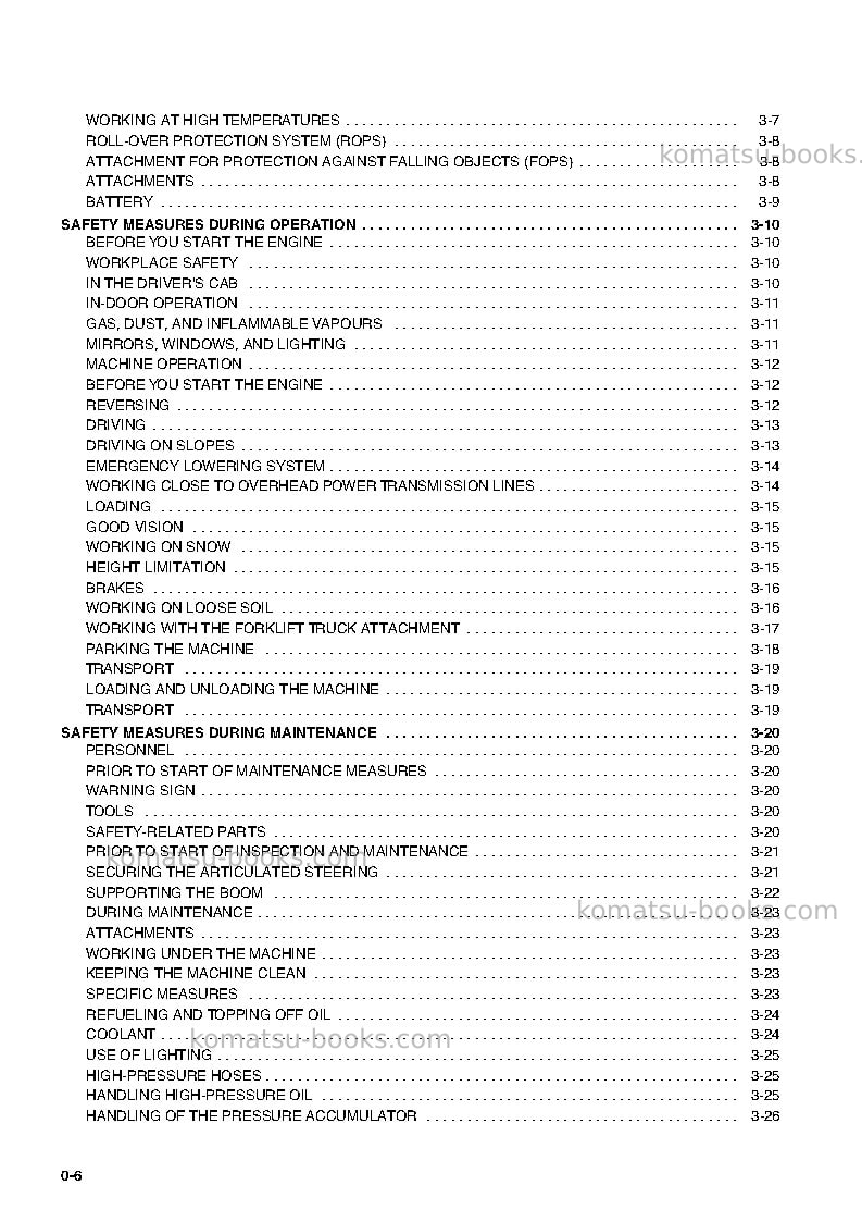 Komatsu wa75-3deu Operation manual cover Page 6 Komatsu wa75-3deu Operation manual cover Page 6