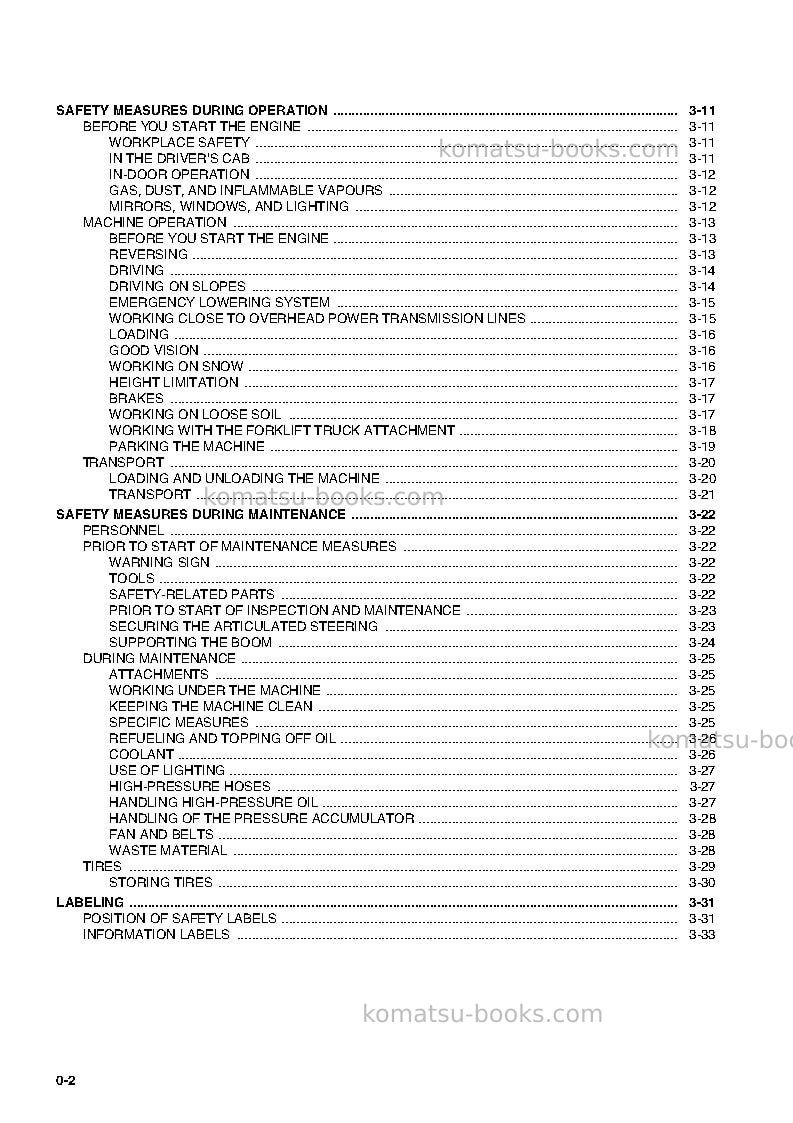 Komatsu wa75-3deu Operation manual cover Page 6 Komatsu wa75-3deu Operation manual cover Page 6