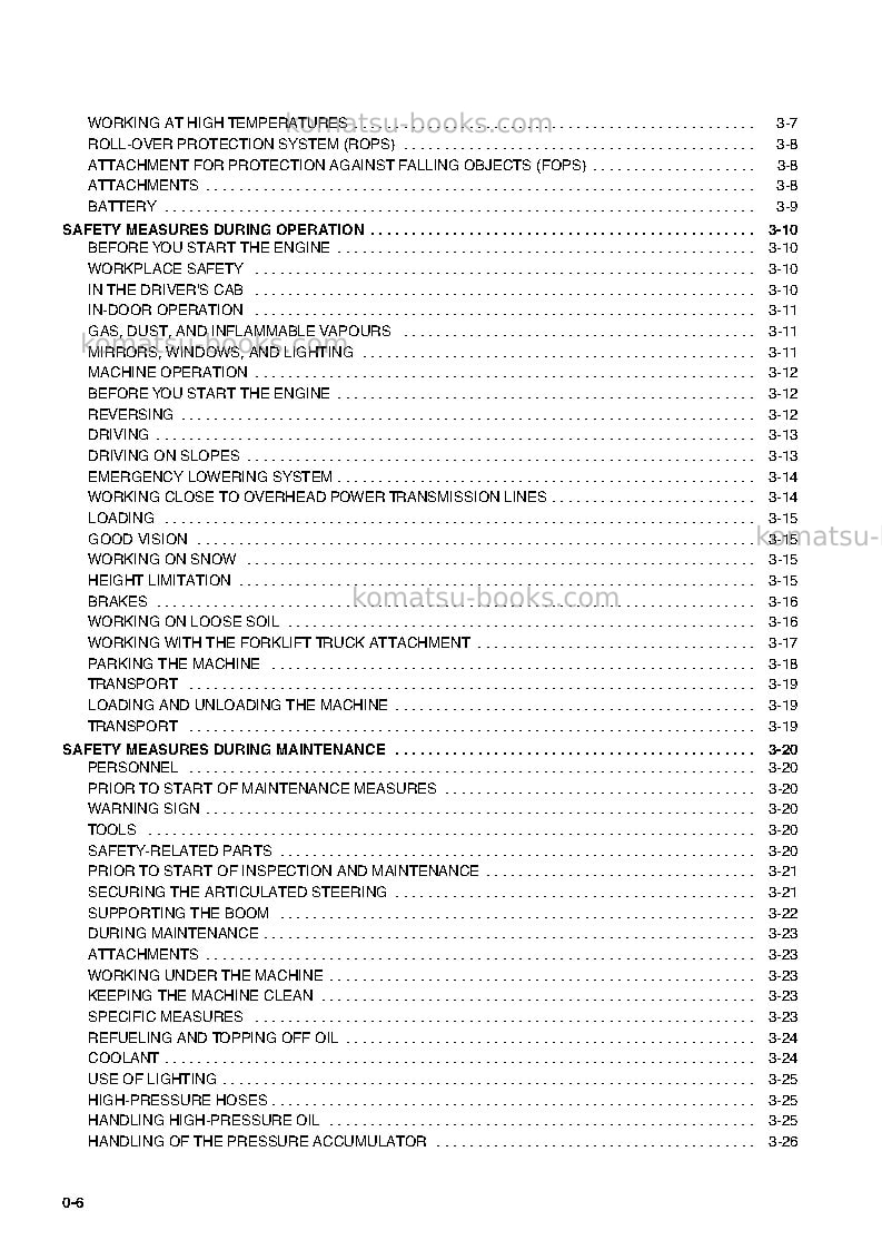 Komatsu wa85-3deu Operation manual cover Page 6 Komatsu wa85-3deu Operation manual cover Page 6