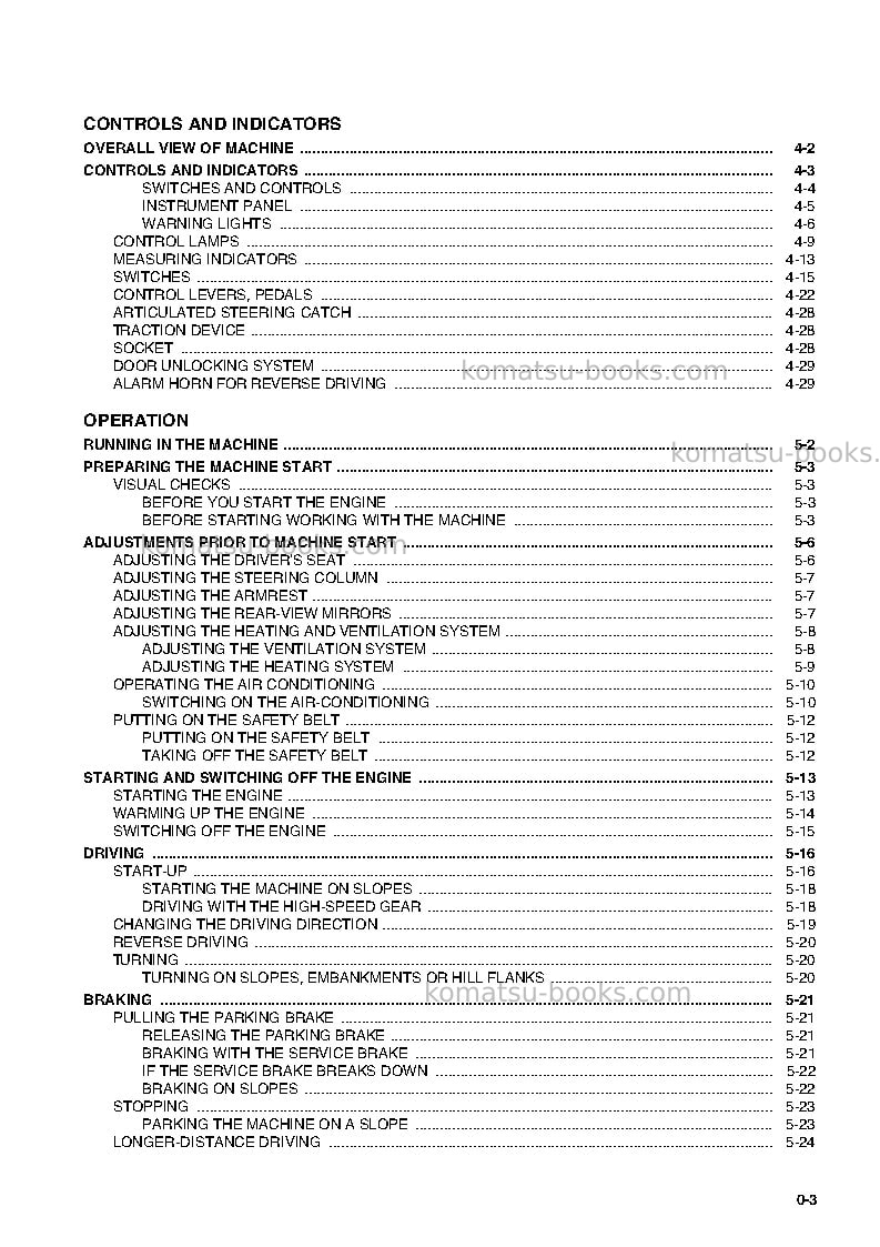 Komatsu wa85-3deu Operation manual cover Page 6 Komatsu wa85-3deu Operation manual cover Page 6