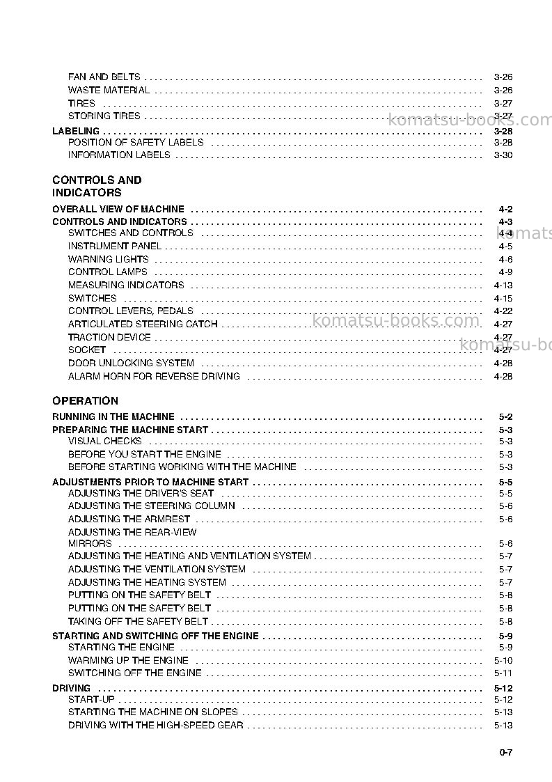 Komatsu wa95-3deu-30km options Operation manual cover Page 6 Komatsu wa95-3deu-30km options Operation manual cover Page 6