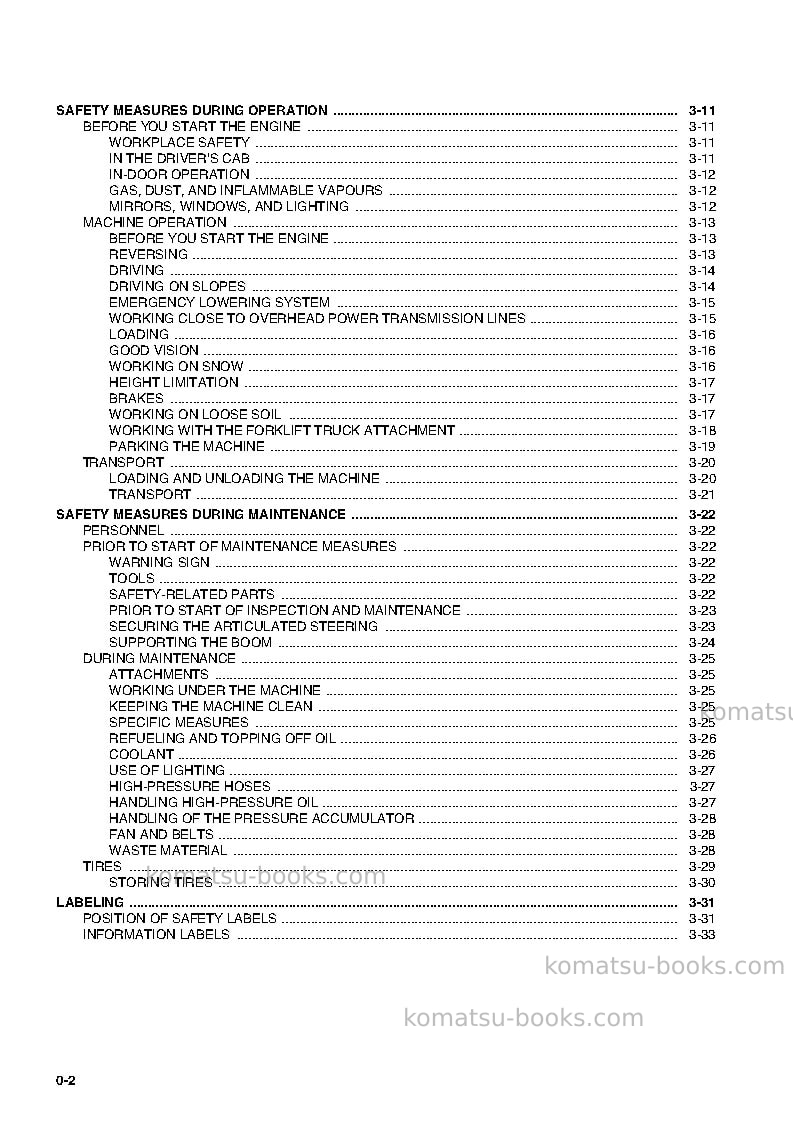 Komatsu wa95-3deu-30km options Operation manual cover Page 6 Komatsu wa95-3deu-30km options Operation manual cover Page 6