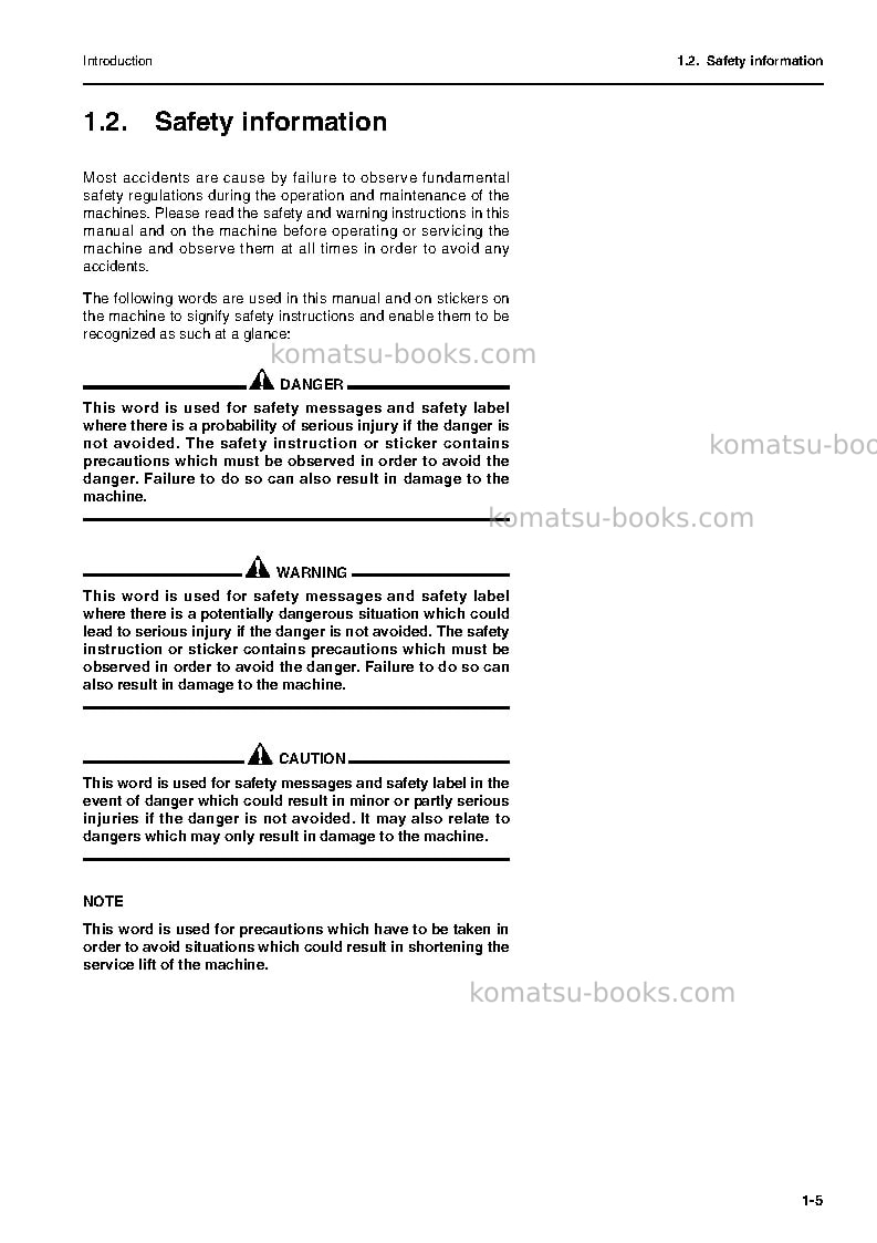 Komatsu wa115-3deu Operation manual cover Page 6 Komatsu wa115-3deu Operation manual cover Page 6