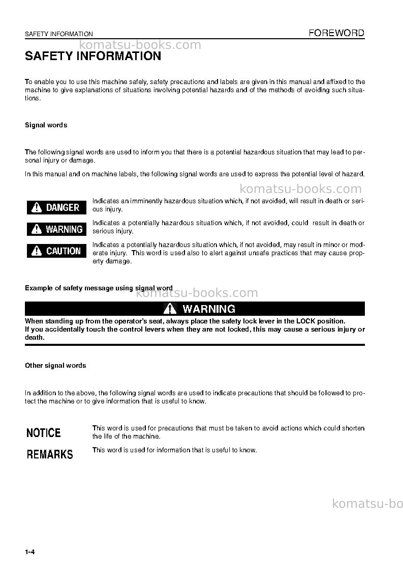 Komatsu wa320-5deu-h Operation manual cover Page 6