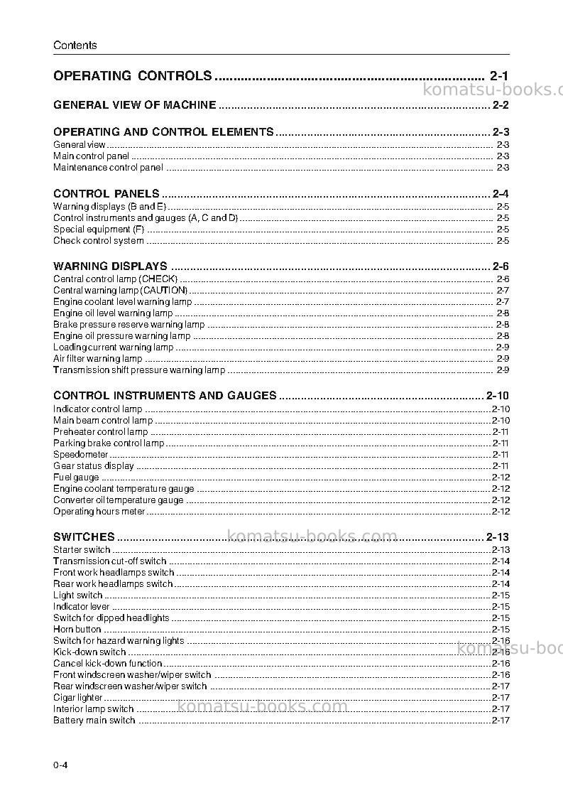 Komatsu wa270-3deu Operation manual cover Page 6 Komatsu wa270-3deu Operation manual cover Page 6