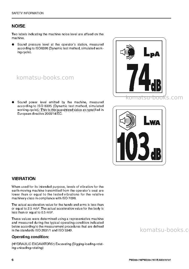 Komatsu pw200-7deu Operation manual cover Page 6 Komatsu pw200-7deu Operation manual cover Page 6