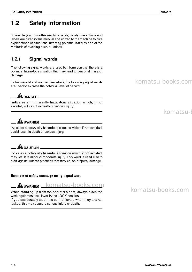 Komatsu wa500-6deu Operation manual cover Page 6 Komatsu wa500-6deu Operation manual cover Page 6